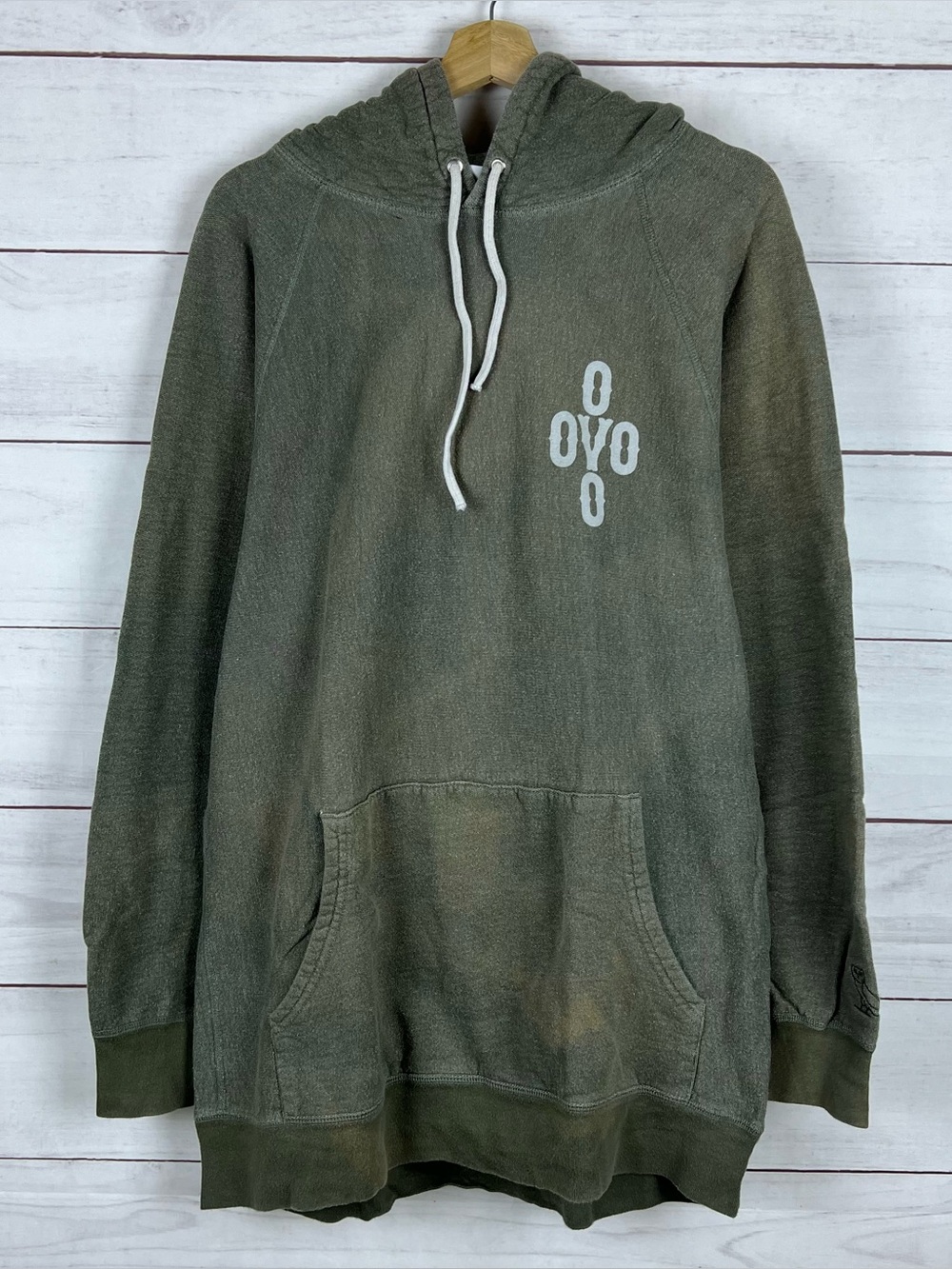 Octobers Very Own Hoodie Mens 2XL Green Owl Sweatshirt OVO Pullover Faded